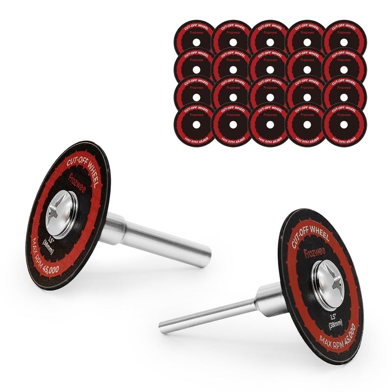 Prozwee 20 Pack 1.5" Cut Off Wheels with 2 Shank(1/4" Mandrel+1/8" Mandrel),Fiberglass Reinforced Rotary Tool Cutting Disc Set - Image 1